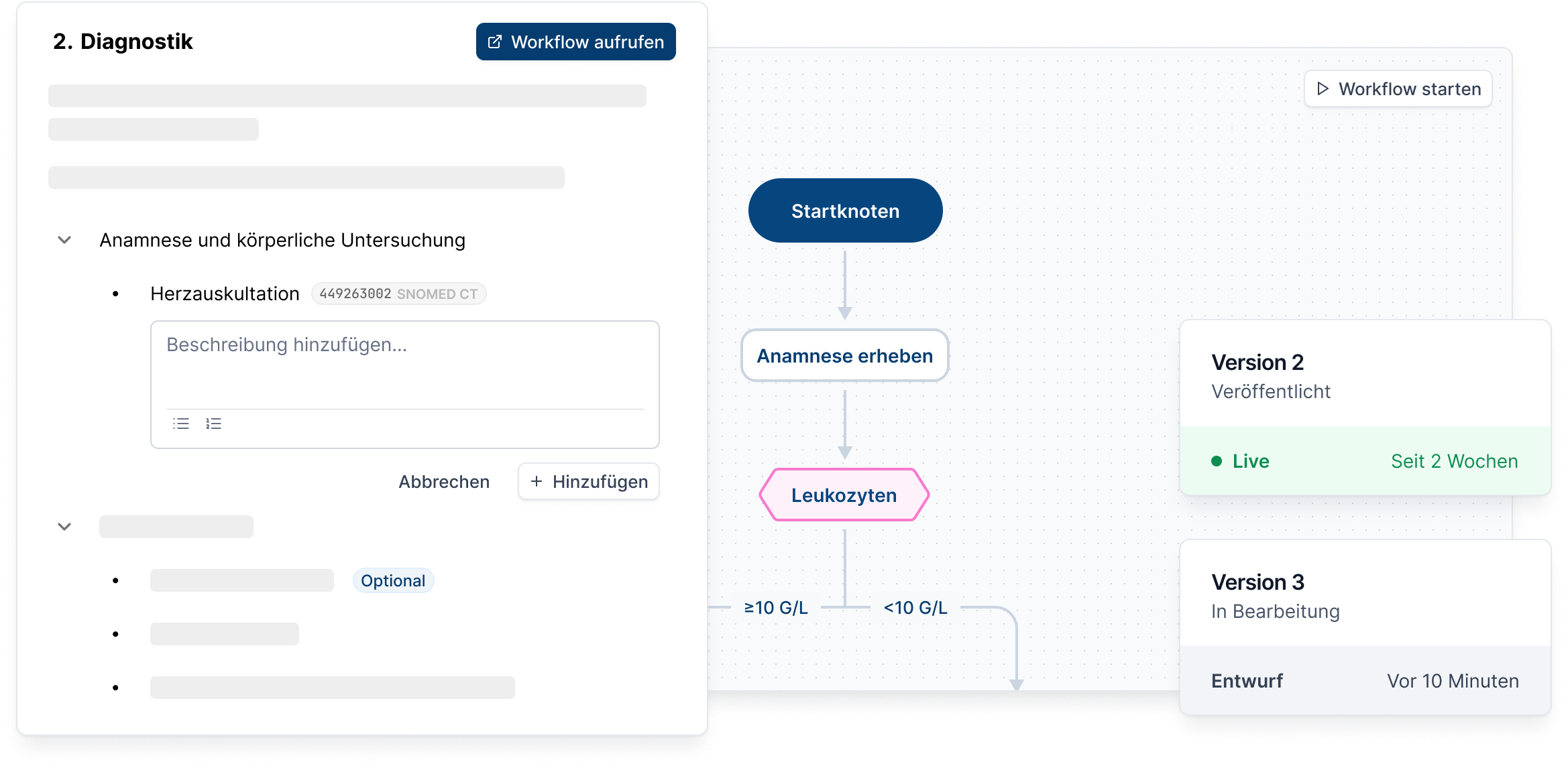 Clinical modelling workflow canvas